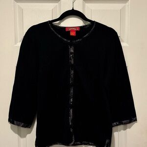 Vintage Shanghai Tang Women’s Black Cardigan/ Top, Made In Hong Kong, Size Large